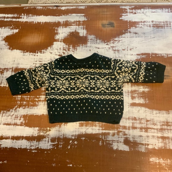 Lands End Emerald Green Baby Cardigan Fair Isle 12 Months - Picture 6 of 10